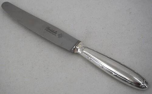 Christofle Rubans, 10 dessert knives, dessert, cheese, silver-plated metal.