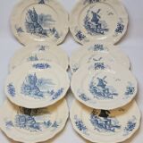 8 Large Vintage Sarreguemines Flanders and Surrey Dinner Plates, White Decor