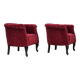 1950s, pair of two Danish lounge chairs, red cotton/wool fabric, beech wood.