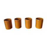 4 old glazed terracotta cups