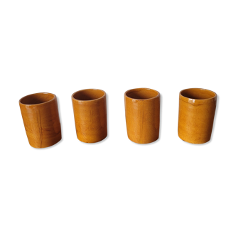 4 old glazed terracotta cups