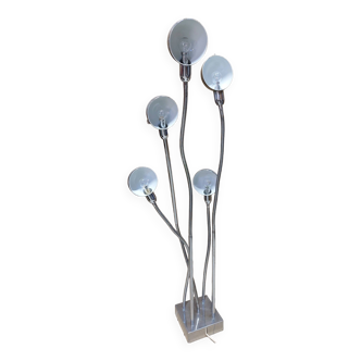 "Hydra" lamp with 5 chrome lights by Pierre Folie for Jacques Charpentier - 1970s