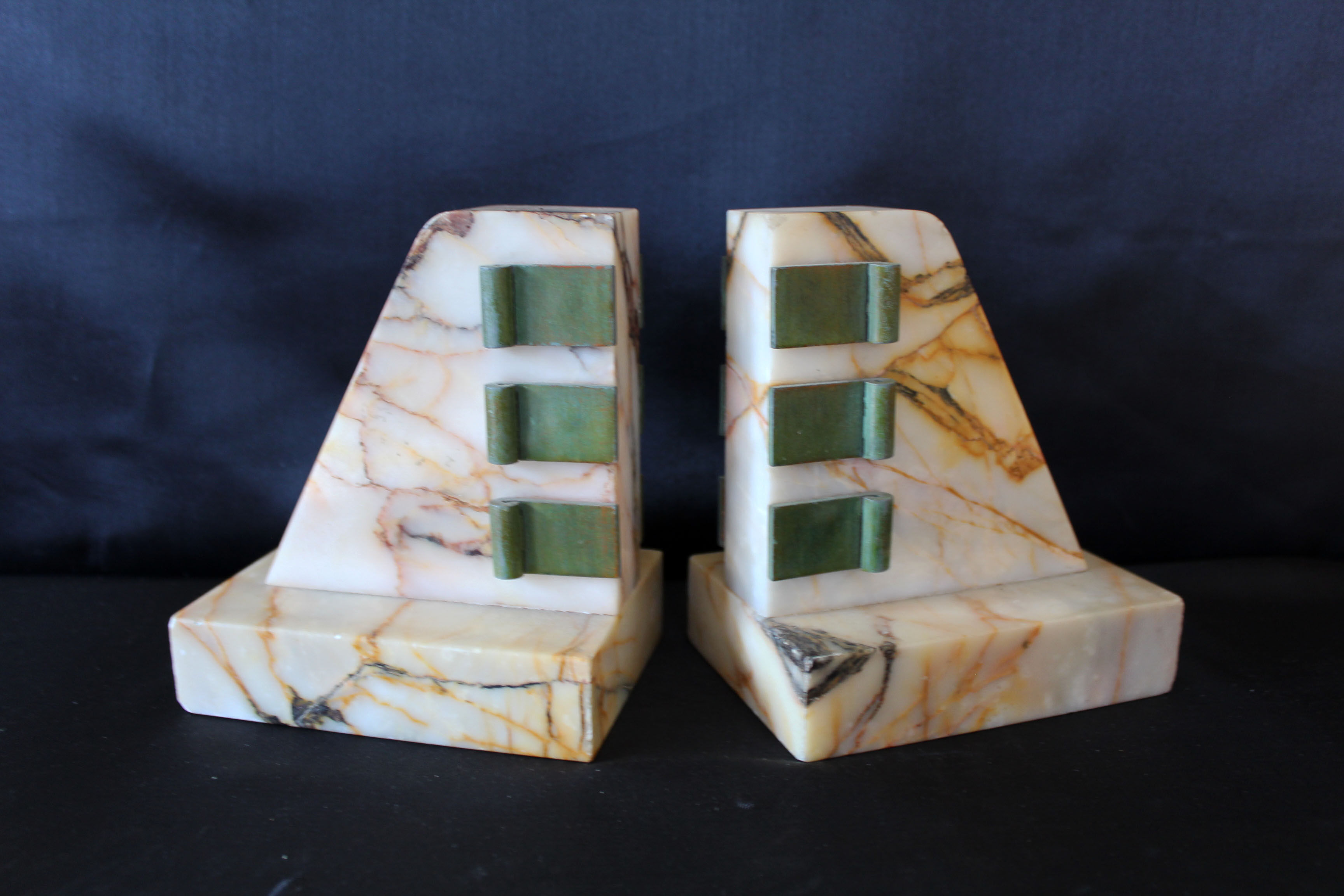 Art Deco marble bookends