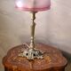 lampe bronze et  abat jour  verre teinté & gravé à l'acide / Art Nouveau , produit d epoque