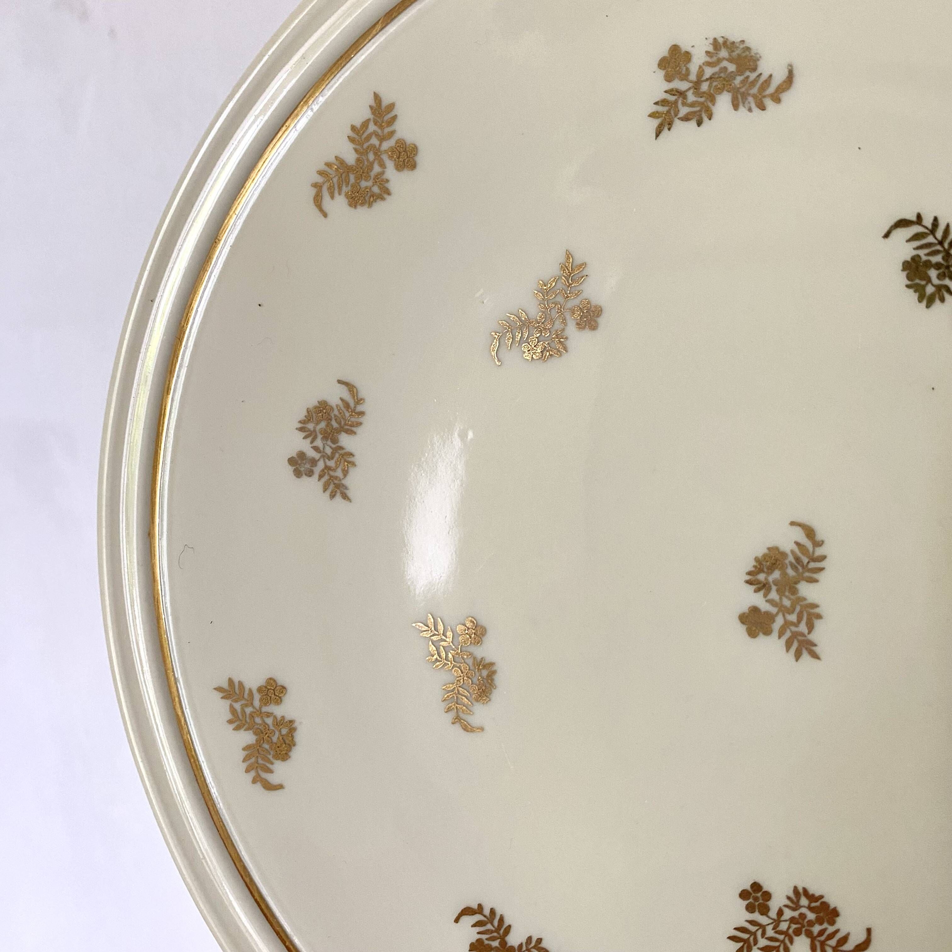 Cream and gold Limoges porcelain dessert plates