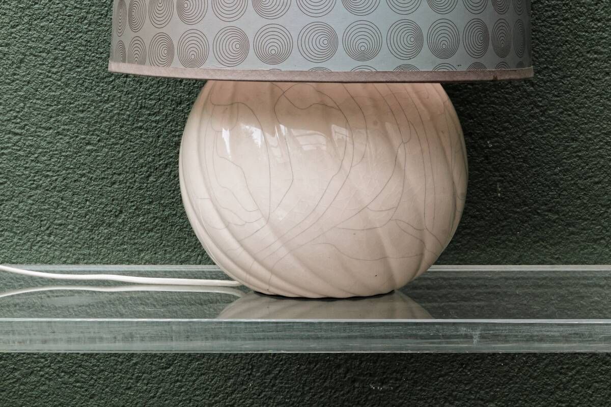 Twisted ball lamp in cracked ceramic, 1980s