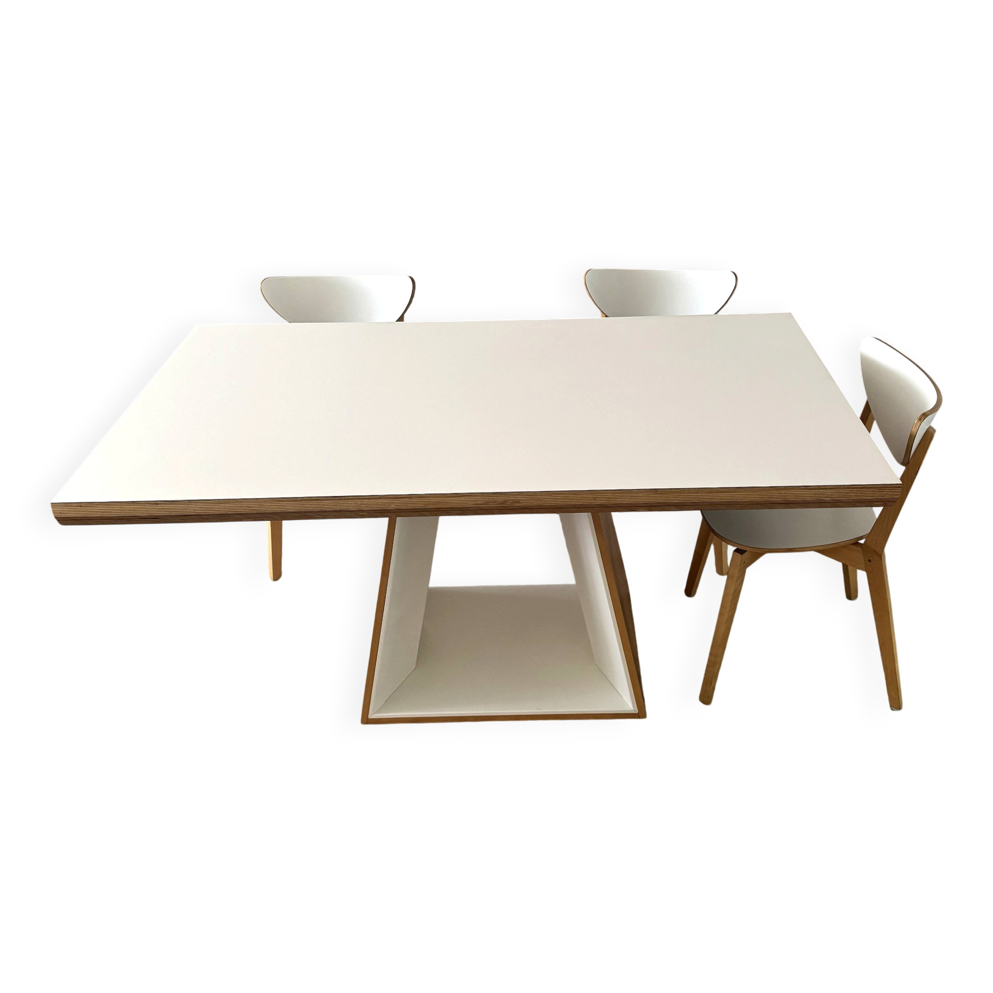 Extensible table Mood T1202 — Mobitec — White Fenix & walnut