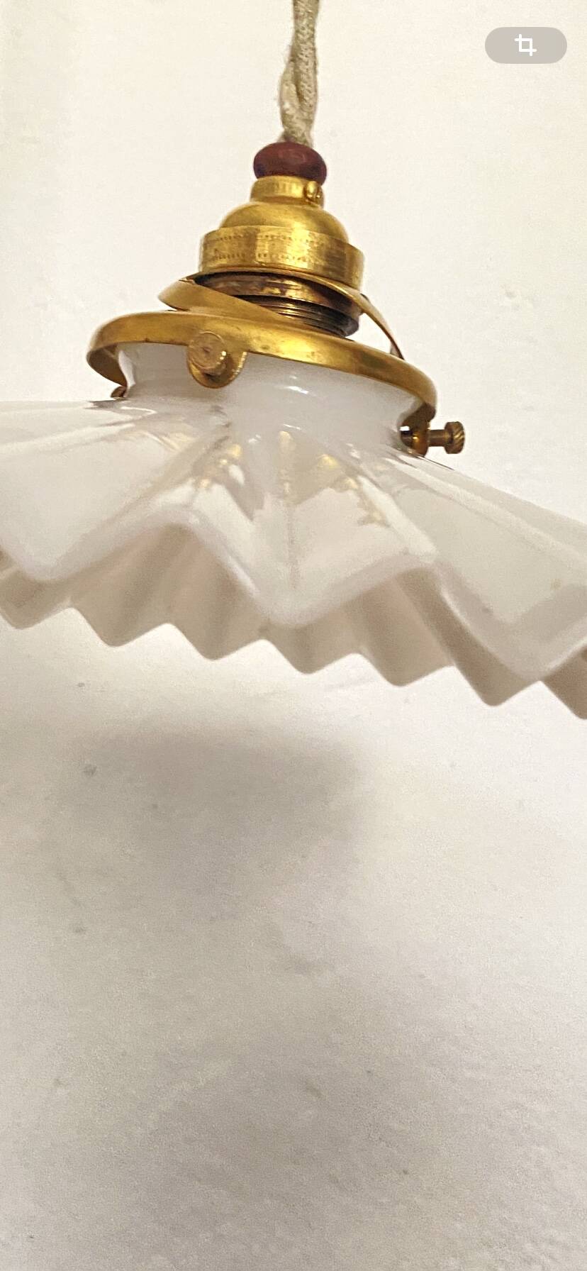 Pleated opaline portable lamp, 2 M fabric cable