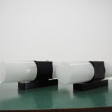 Pair of Midcentury Bakelite and Glass Wall Lamps, Czechoslovakia 1950s