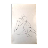 Drawing of a nude model, pencil on paper