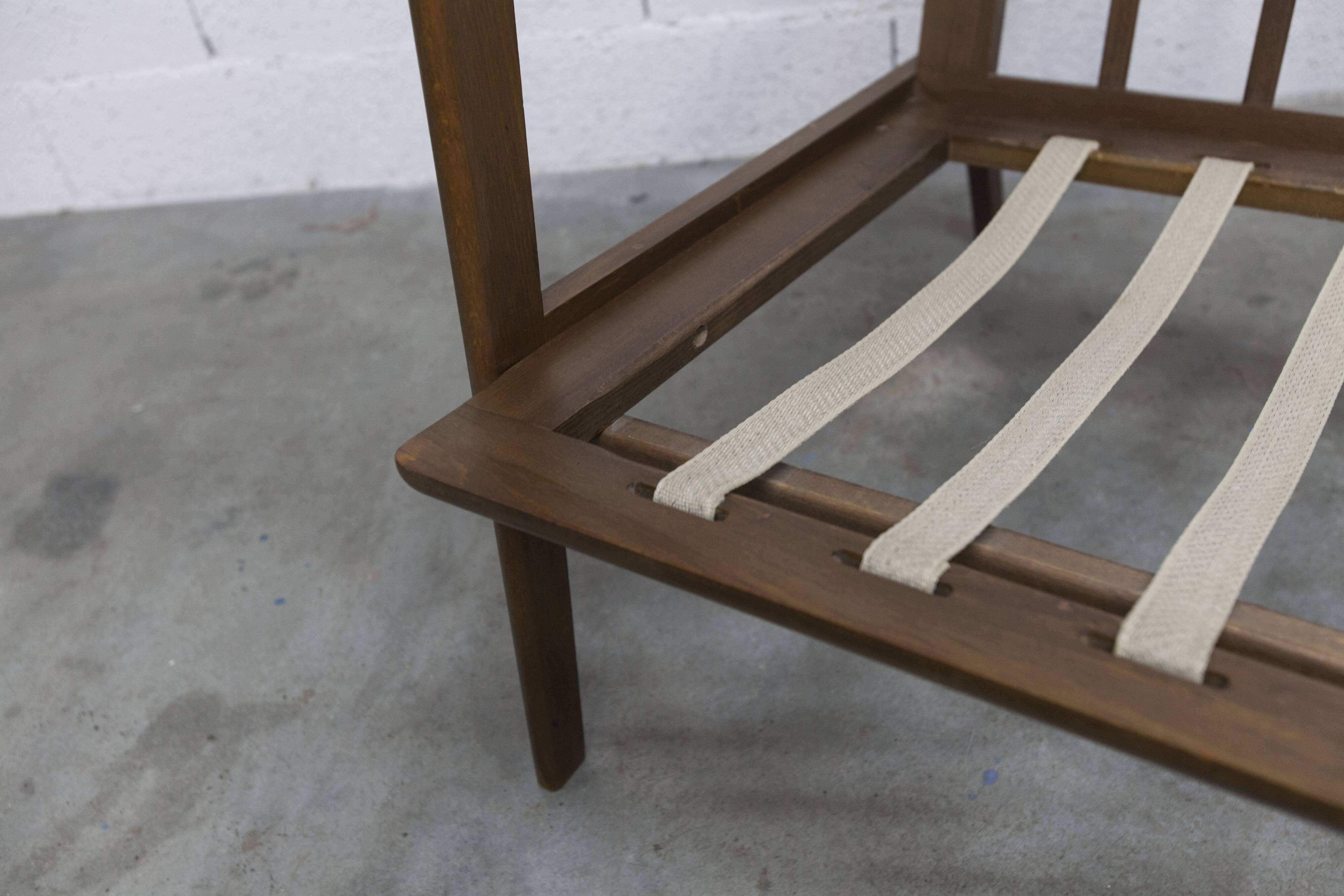 Scandinavian teak armchair, 1960s, demountable, with tartan fabric