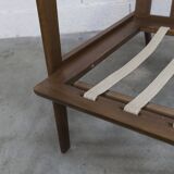 Scandinavian teak armchair, 1960s, demountable, with tartan fabric