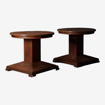 Pair of modernist solid pine pedestal tables, circa 1950