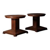 Pair of modernist solid pine pedestal tables, circa 1950