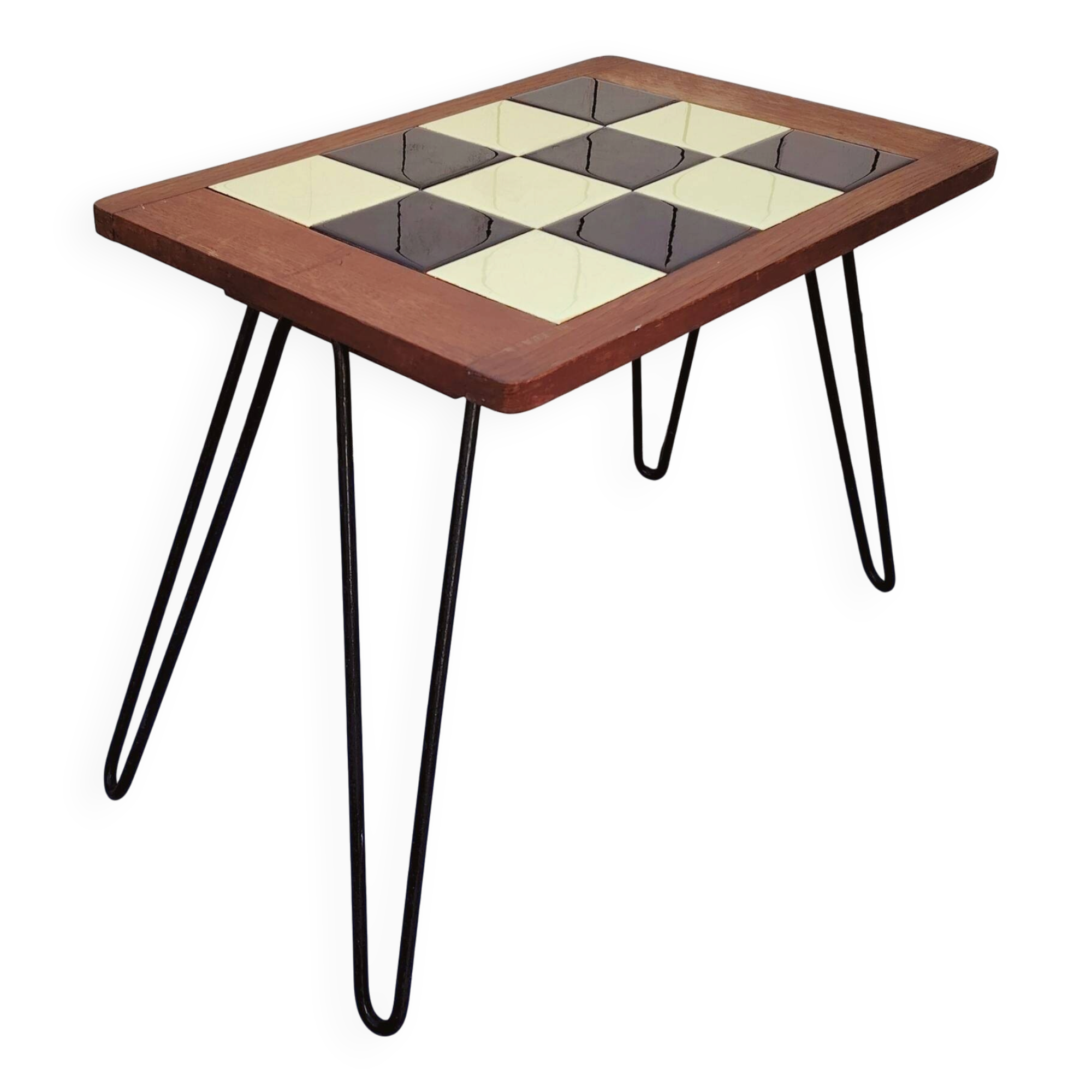 Folding side table, 50s design, trumpet legs, vintage