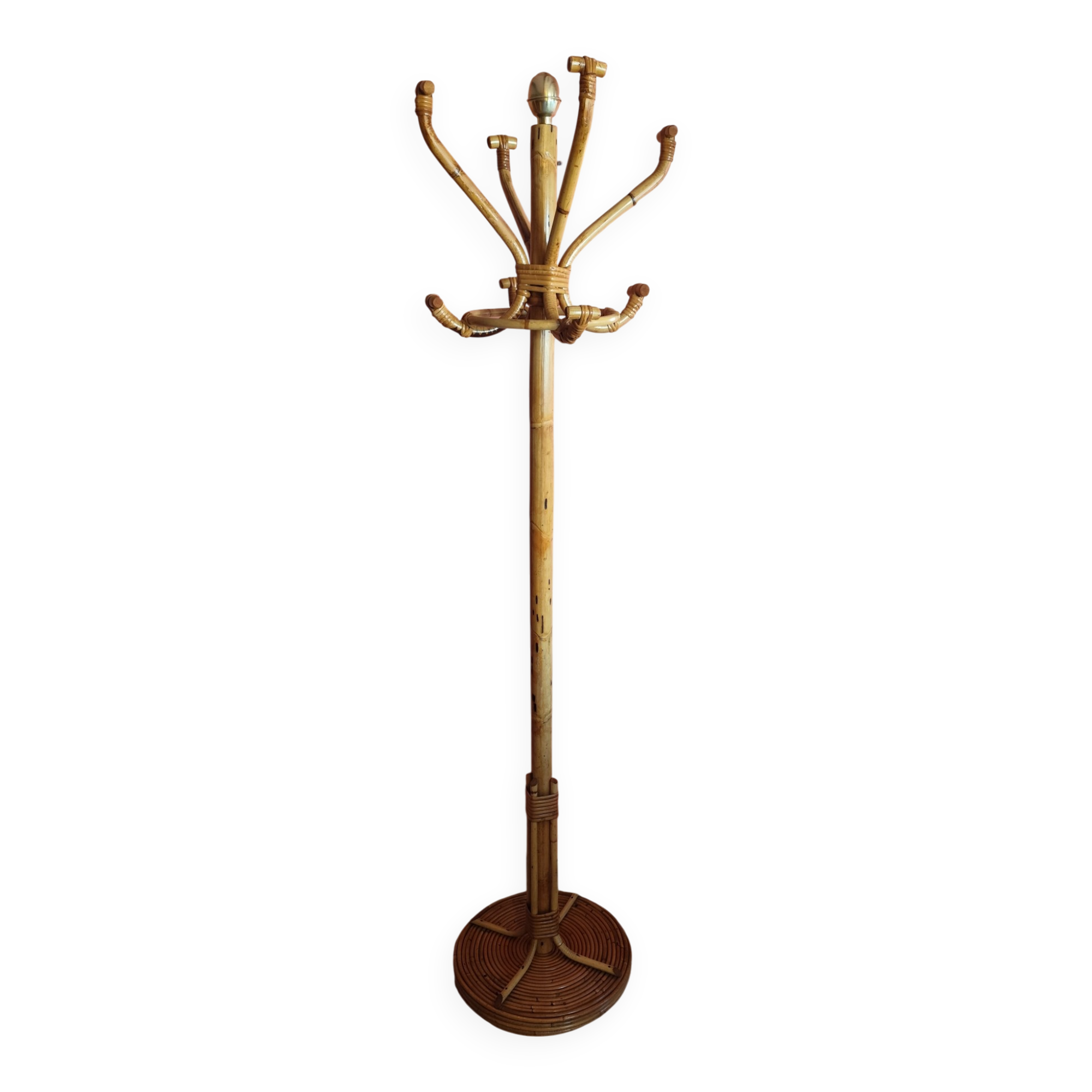 Rattan coat rack