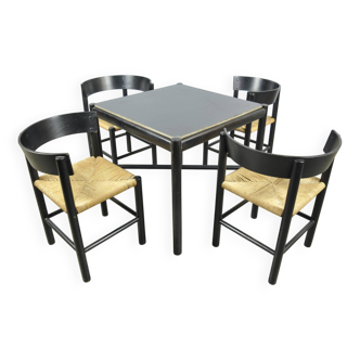 Fritz hansen / scandinavian papercord dining set (5) / mogens lassen / denmark 1960s