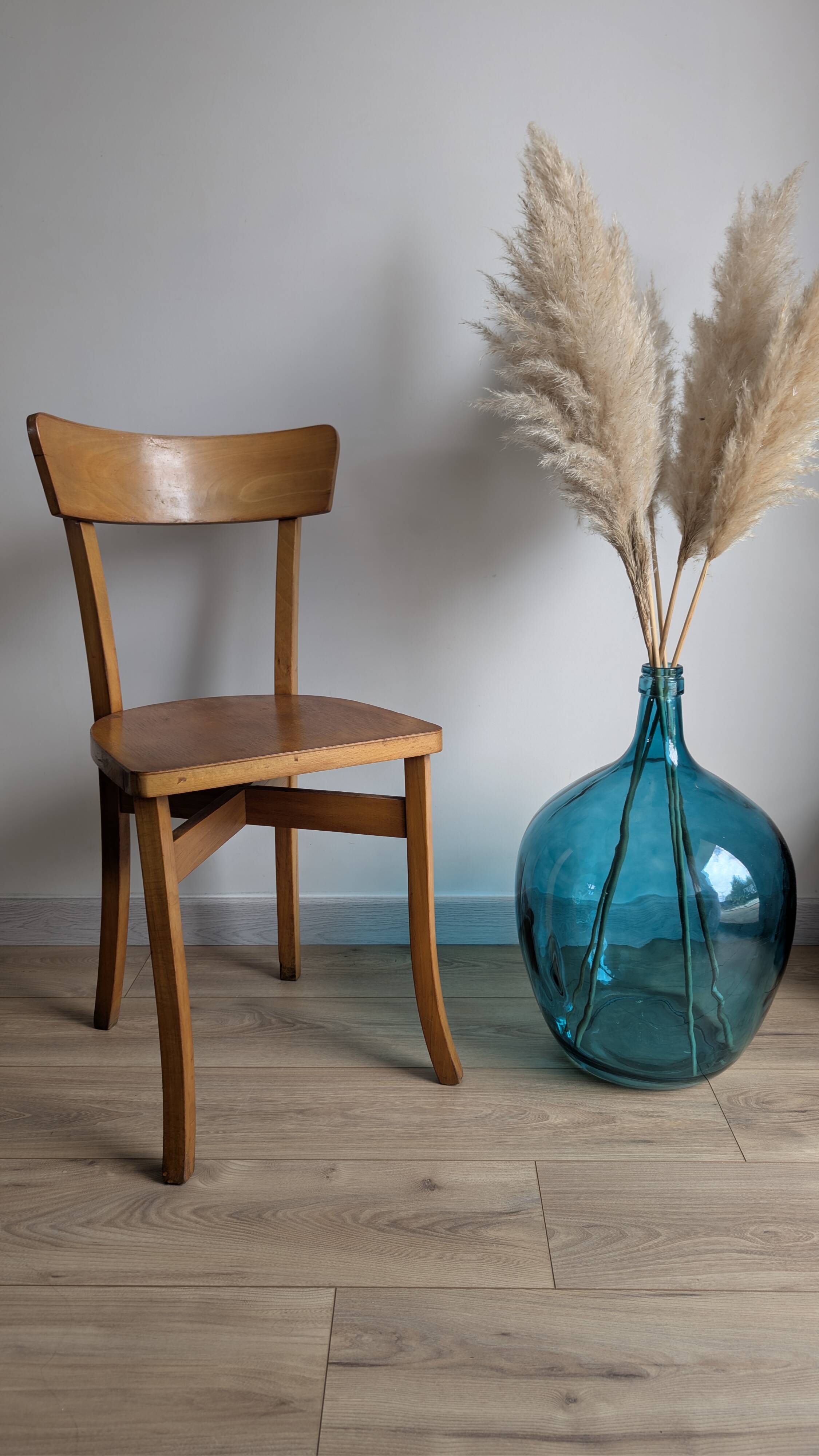 Vintage bistro chair in patinated blonde beech