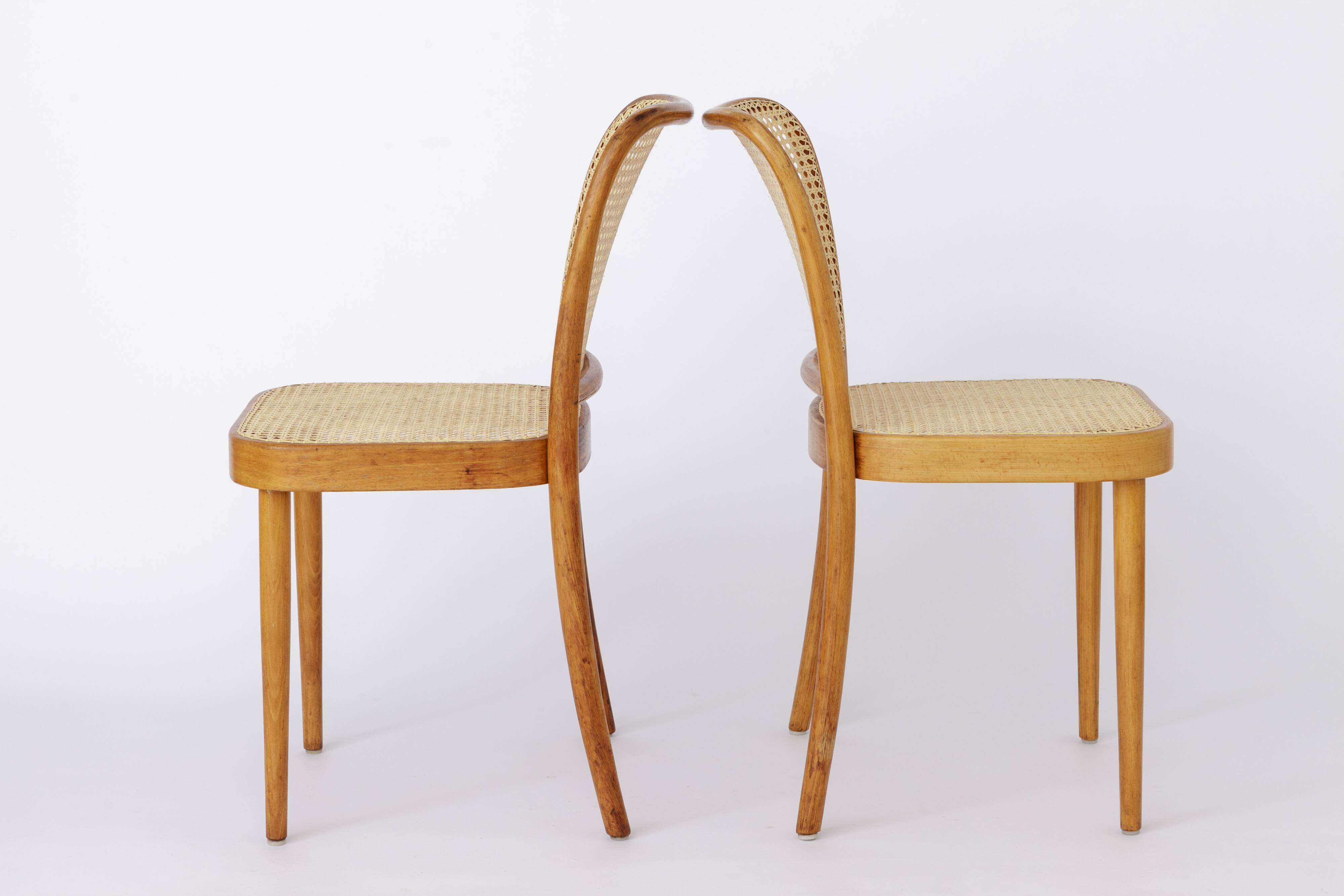 Set of 4 Restored Viennese Café Chairs – Early 20th Century, Hand-Caned Sea