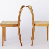 4 chaises de café viennoises en bois et cannage, restaurées, début du XXe siècle