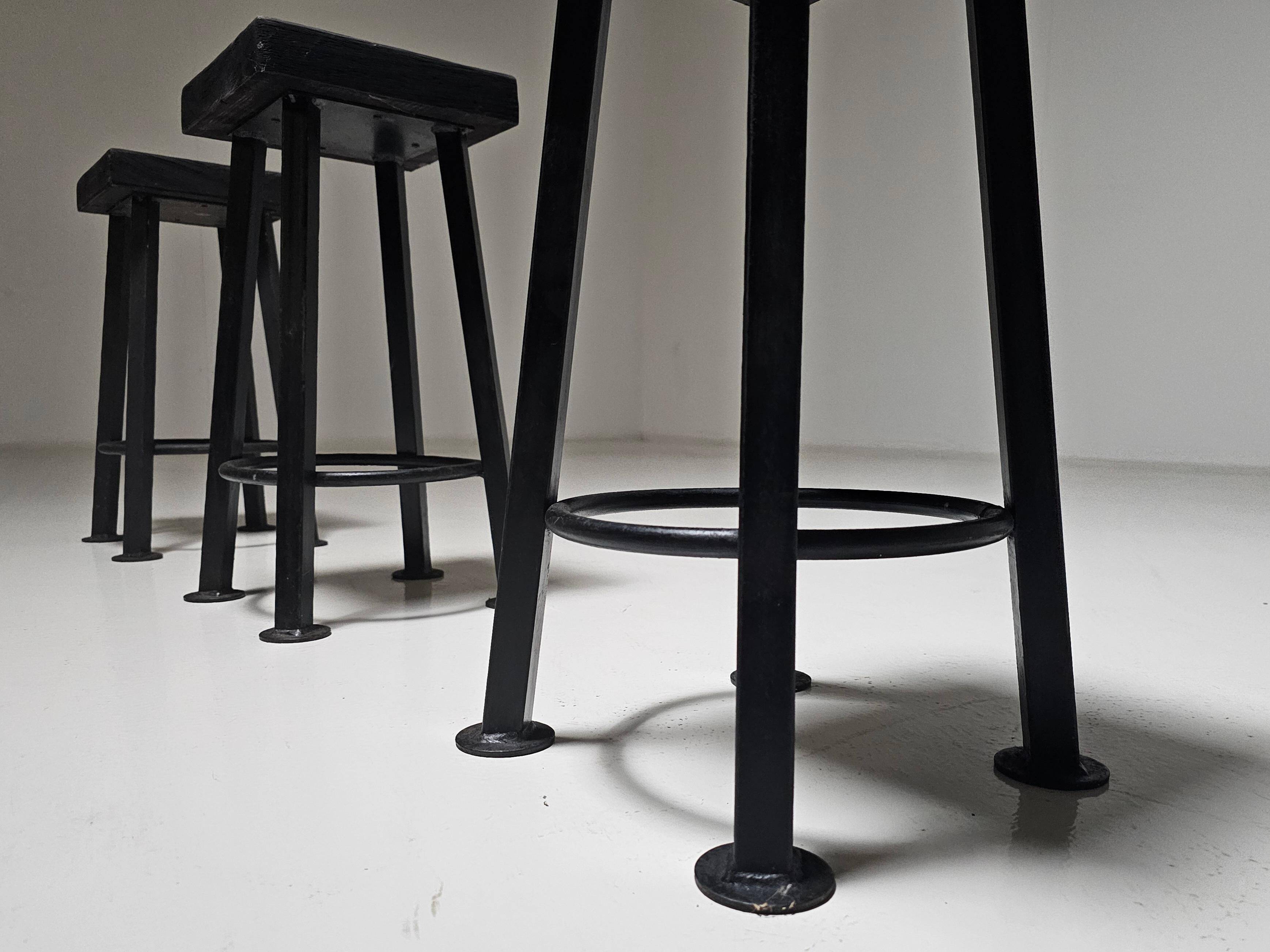Set of 3 brutalist stools, Belgium, 1970.