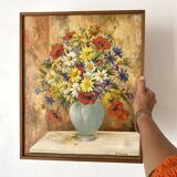 Bouquet painting, signed, 38.5x47 cm