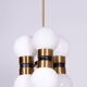 Mid-Century Chandelier in Brass and Opaline Glass, Czech, 1960s