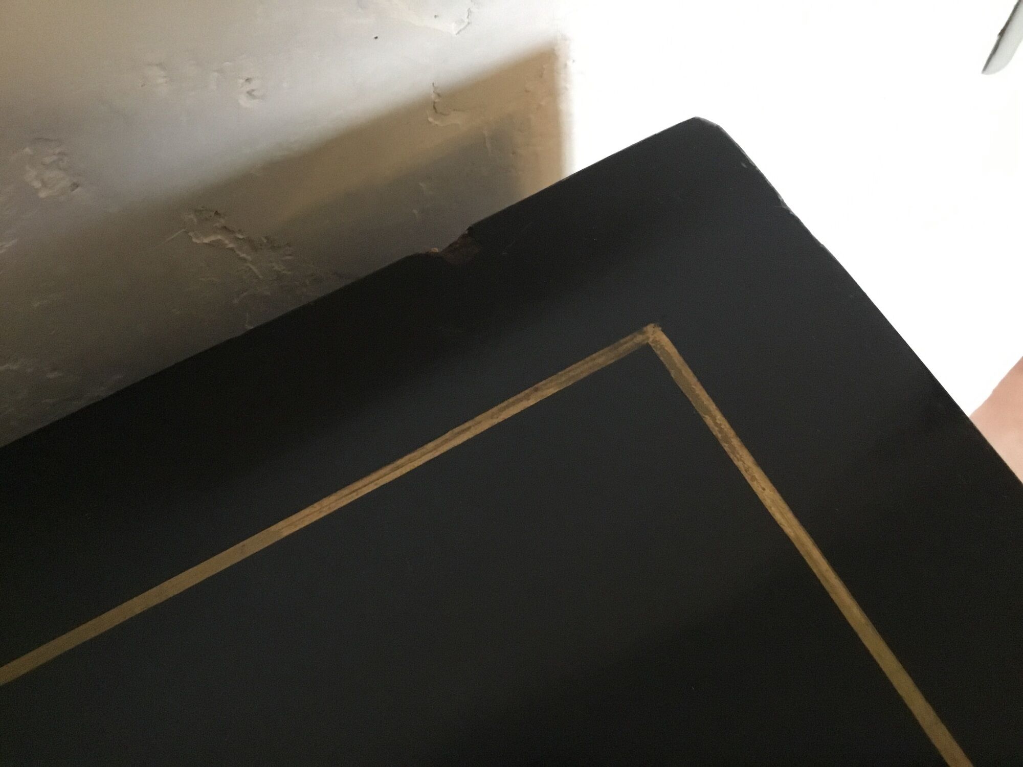Asian laque furniture embossed motifs mother-of-pearl, stone and other