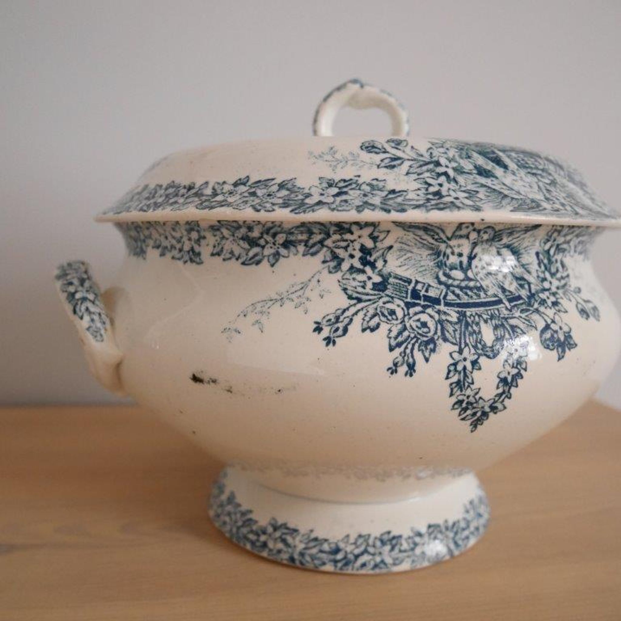 Soup or vegetable bowl St Amand iron earth model "dovecote"