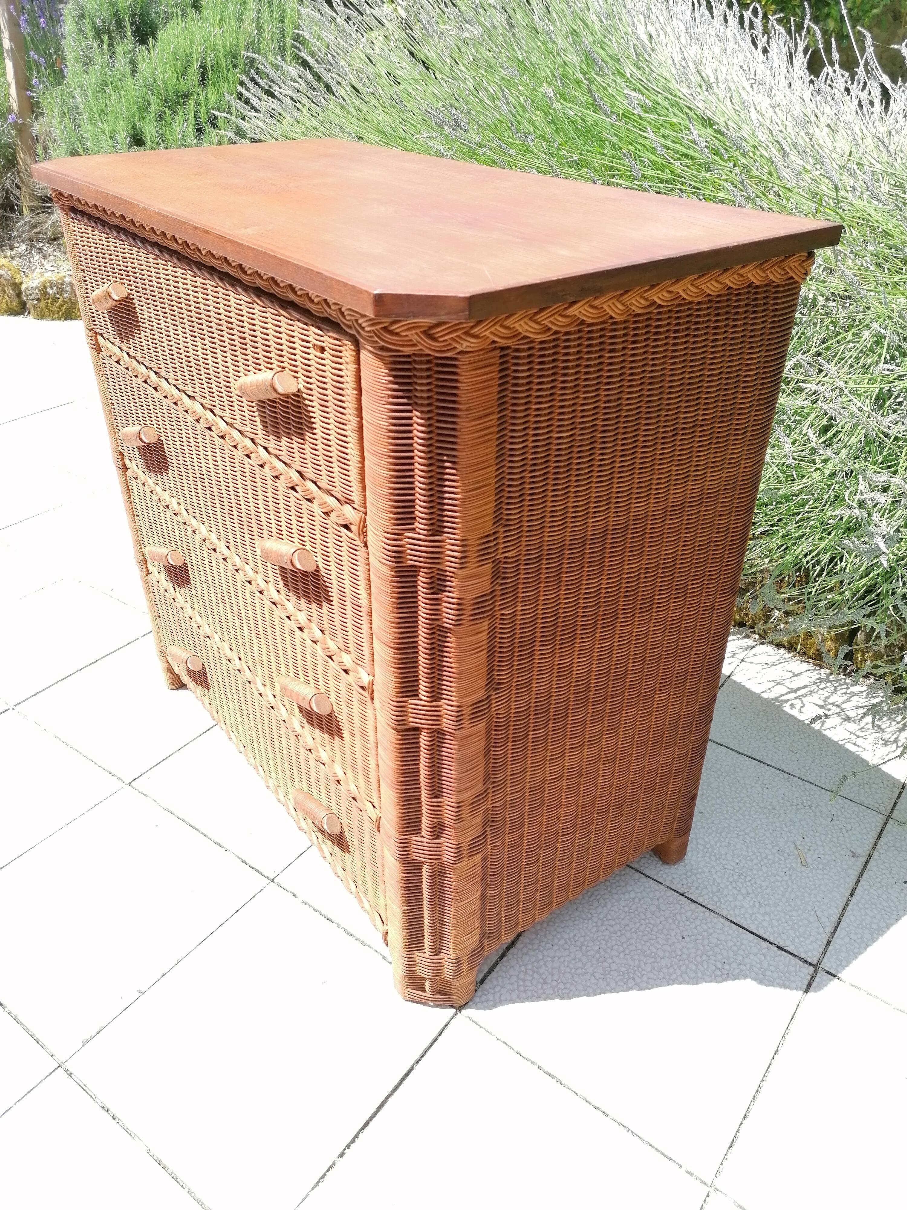 Vintage wicker dresser