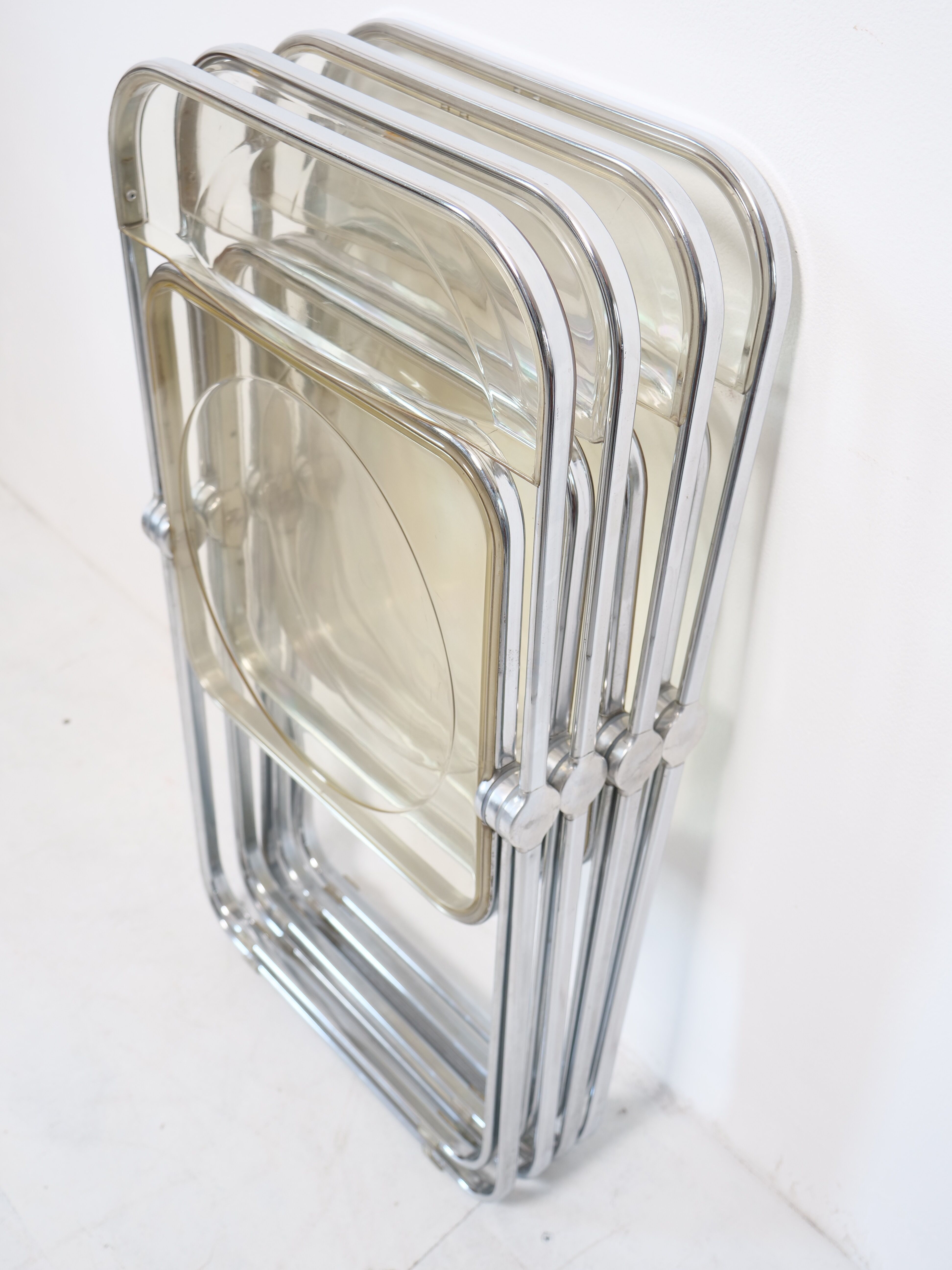 Suite of 4 Plia chairs by Giancarlo Piretti for castelli