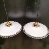 Pair of opaline pendant lights