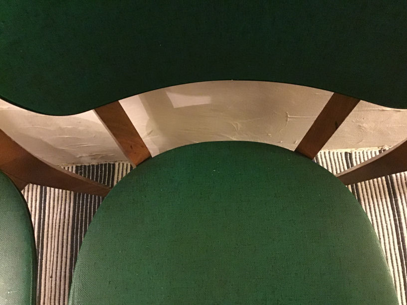 Set of 3 chairs in black mottled green leatherette