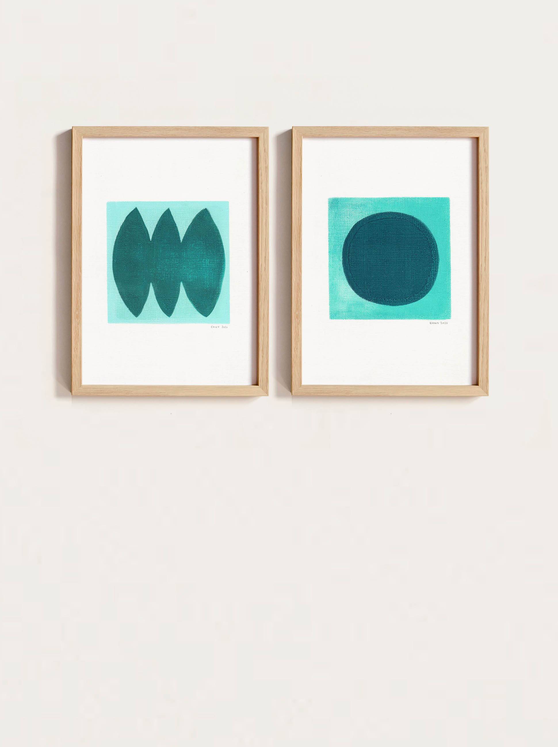 Duo de peintures abstraites - M300 et H246 - signées eEawy