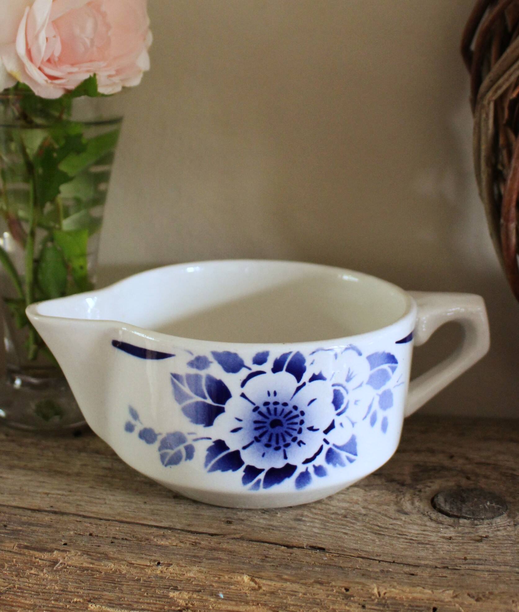 Blue Flower Sauce Boat Saint Amand Art Deco