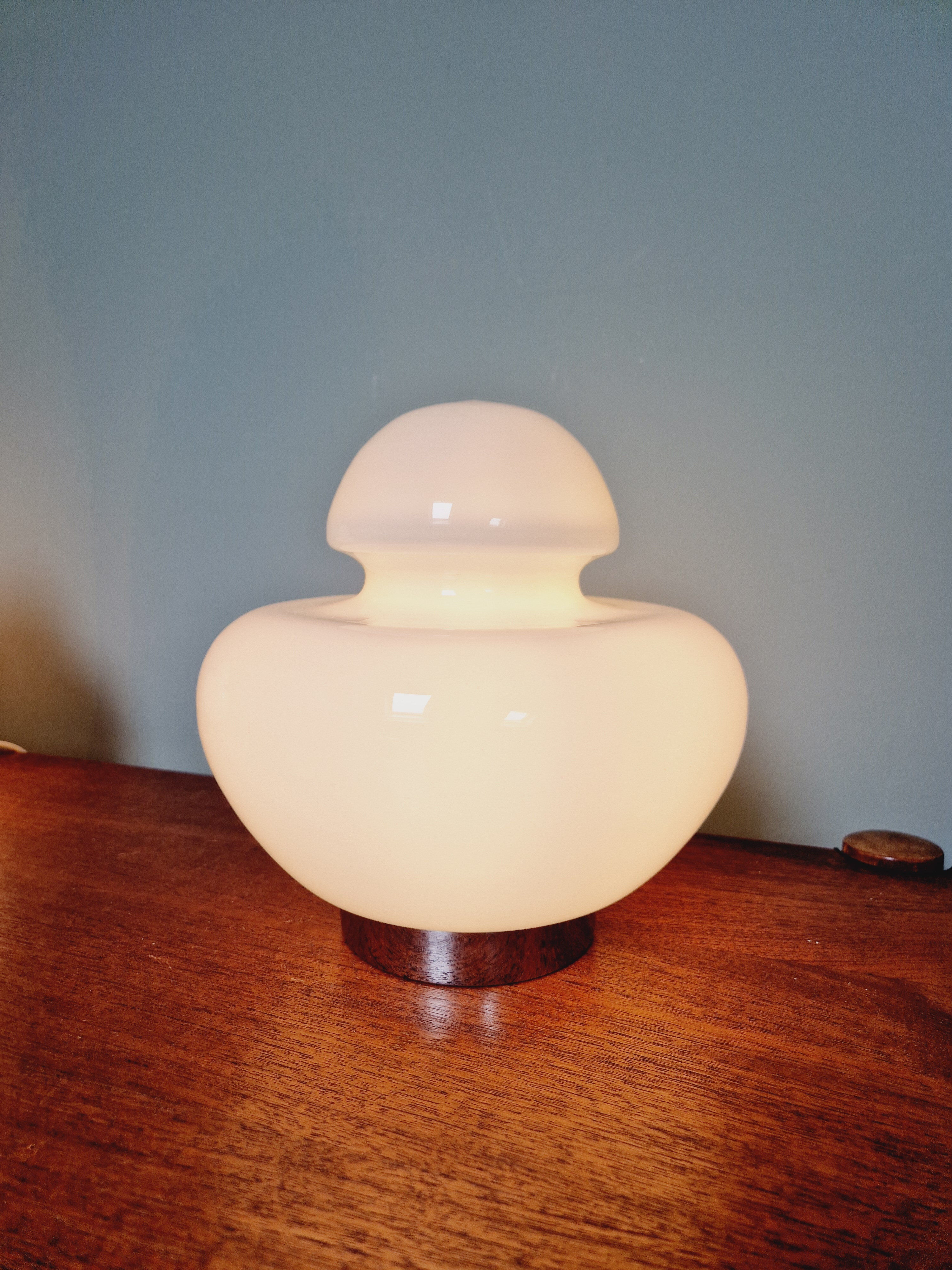 Space Age table lamp in white opaline, 1970s