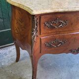 ROSEWOOD COMMODE WITH 2 DRAWERS AND OCHRE MARBLE TOP