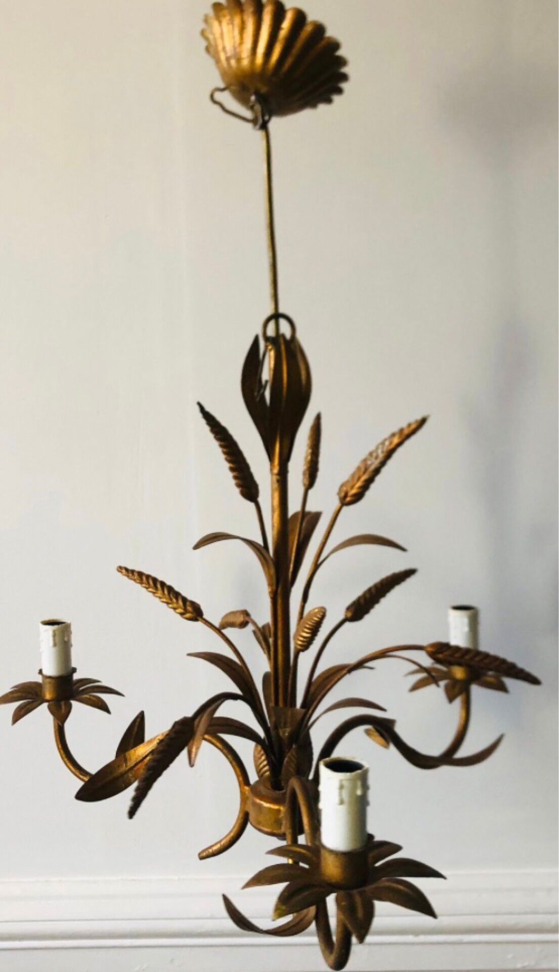 Florentine chandelier in wheat ear style by Hans Kögl Hollywood Regency