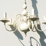 Small patinated dutch chandelier shabby chic 54 x 59 cm