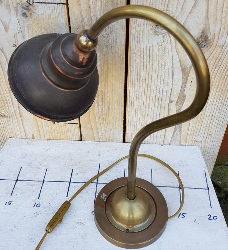 Antique English copper desk lamp