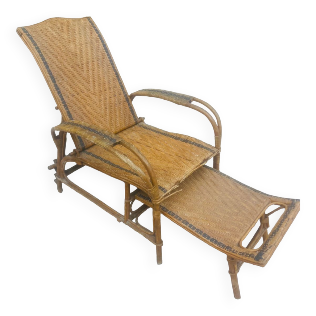Chaise Longue Rotin Vintage