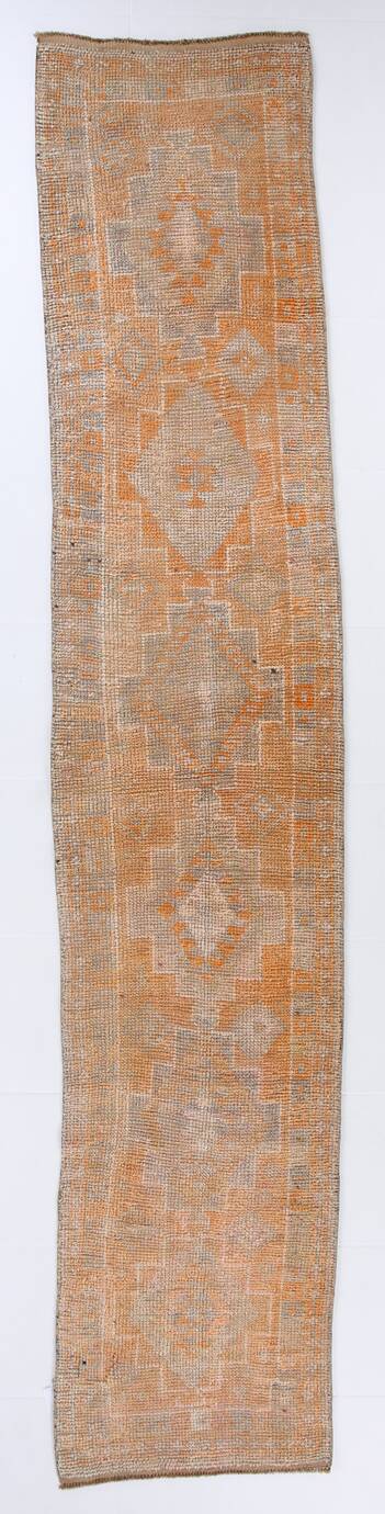 2x12 Long Narrow Orange Vintage Runner Rug, 75x378Cm SK 18494 FREE SHIPPING