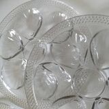 Set of 4 vintage hobnail pressed glass oyster plates