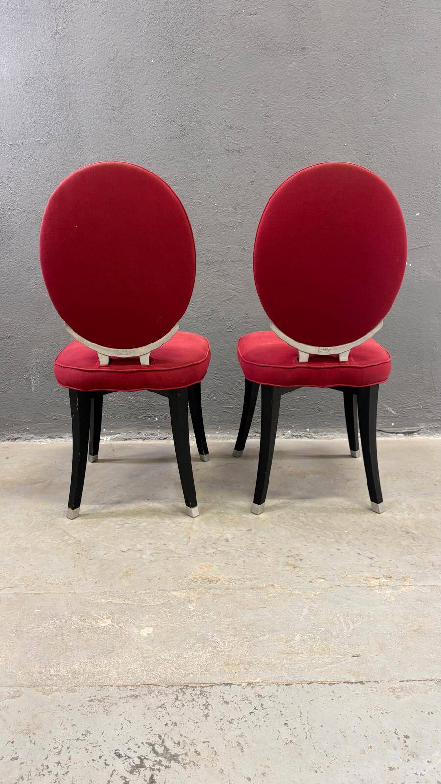 Pair of medallion chairs, Funny Valentine model, by Jean-Charles de Castelbajac, 20th century