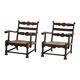 A pair of modern and sculptural vintage Danish armchairs in oak and papercord, 1940s.