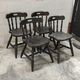 Series of 4 bistro western chairs solid wood black patina