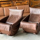 Pair of rocking chairs by De Sede, Switzerland 1970 in brown buffalo leather.