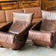Pair of rocking chairs by De Sede, Switzerland 1970 in brown buffalo leather.