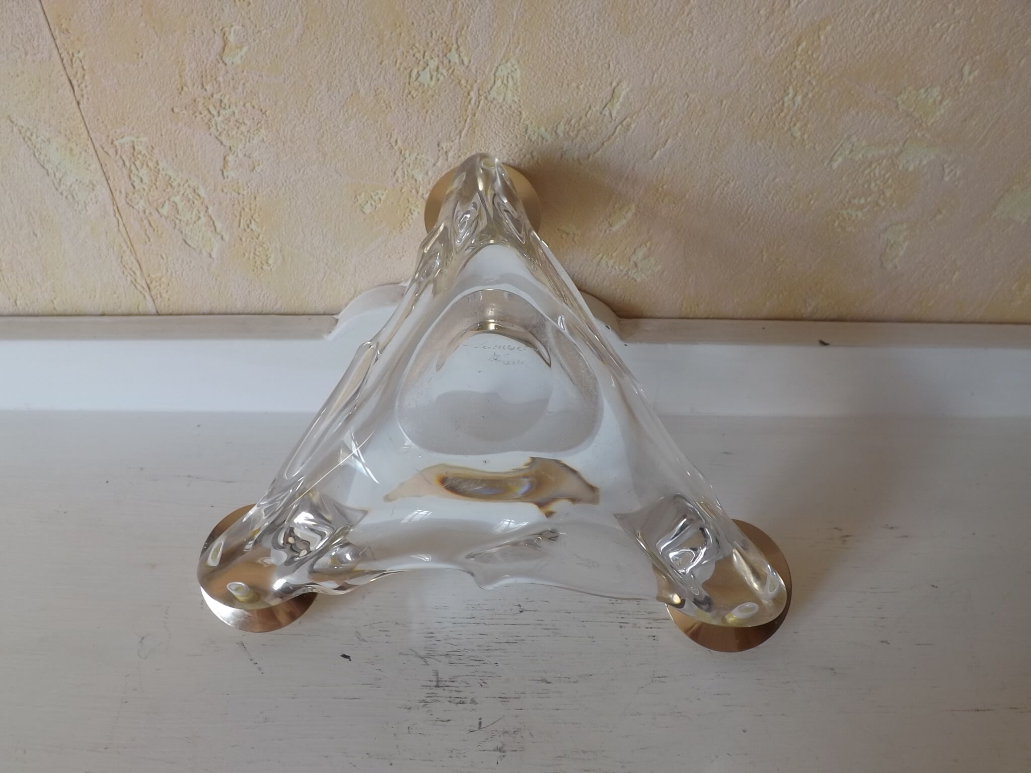 Candlestick in crystal signed Schneider vintage 1970