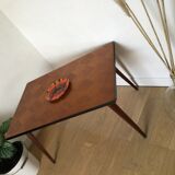 Table basse vintage bois pieds compas